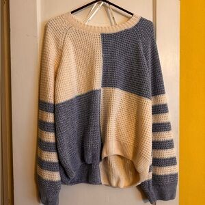 ARULA Cream and Gray Colorblock Sweater